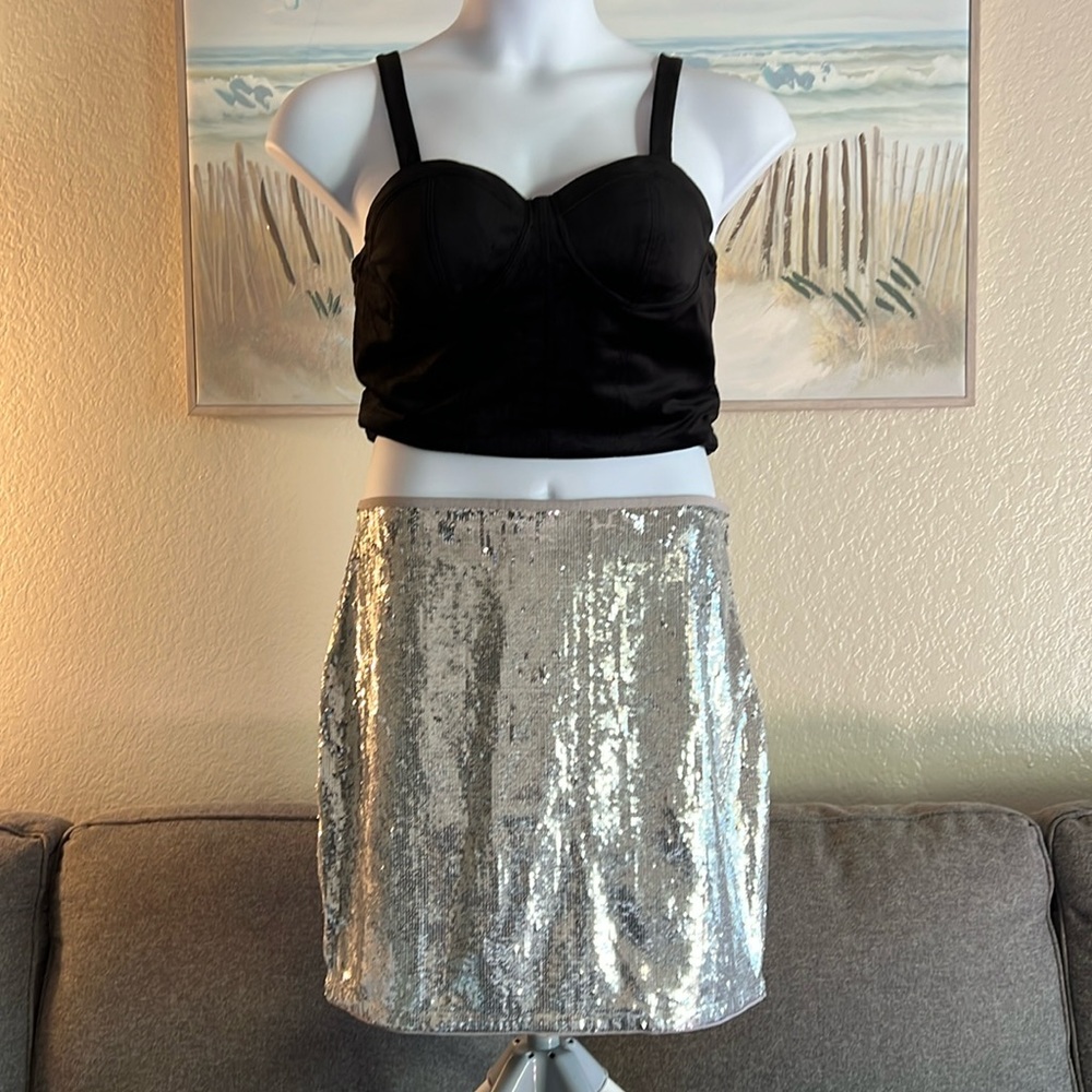 Silver Sequin Skirt